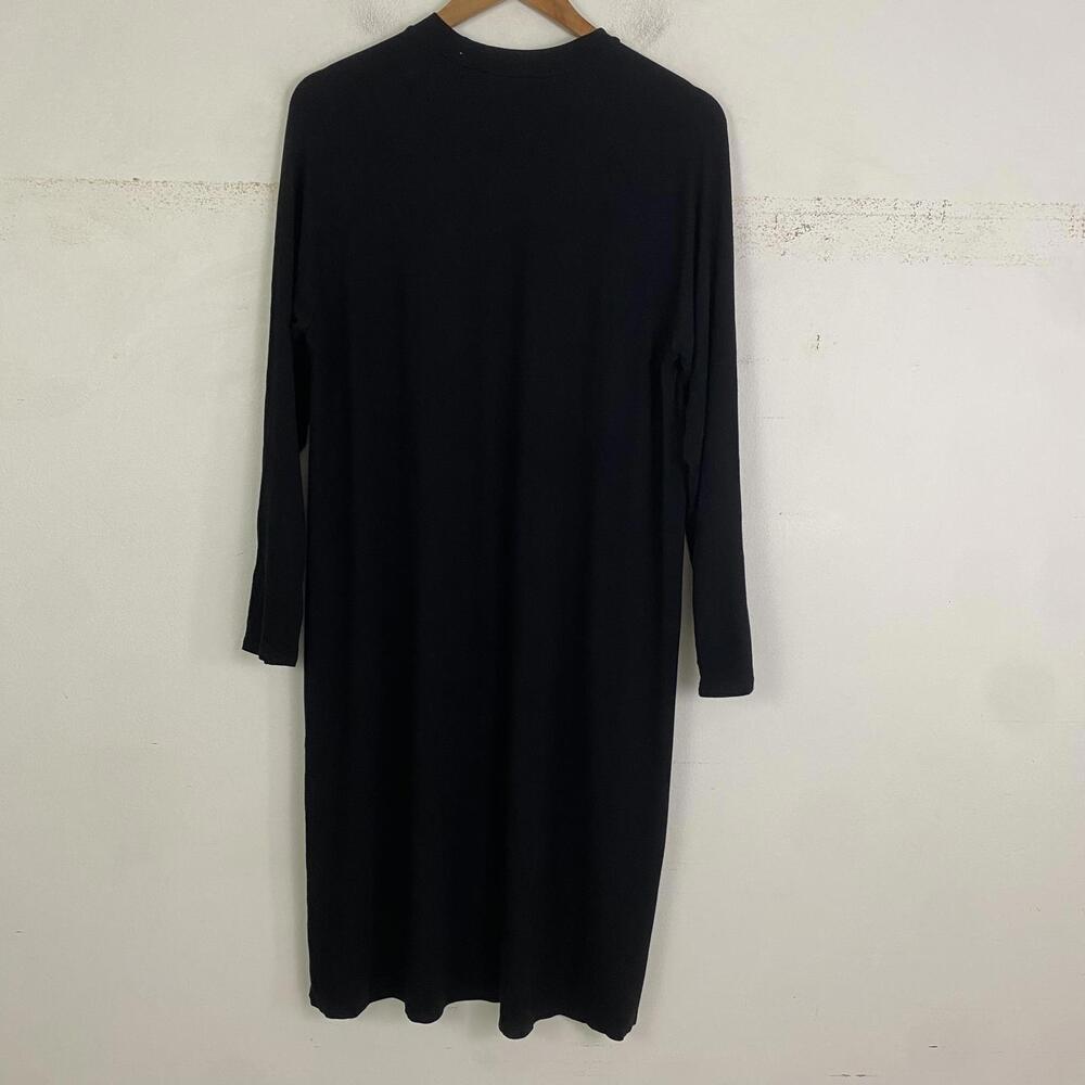 EILEEN FISHER black jersey long sleeve shift dress sz M - Picture 5 of 7